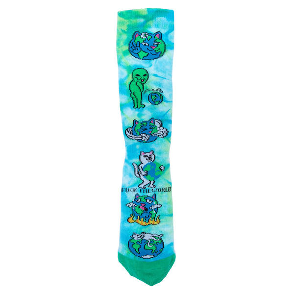 Ripndip Save The World Socks (Blue Tie Dye)