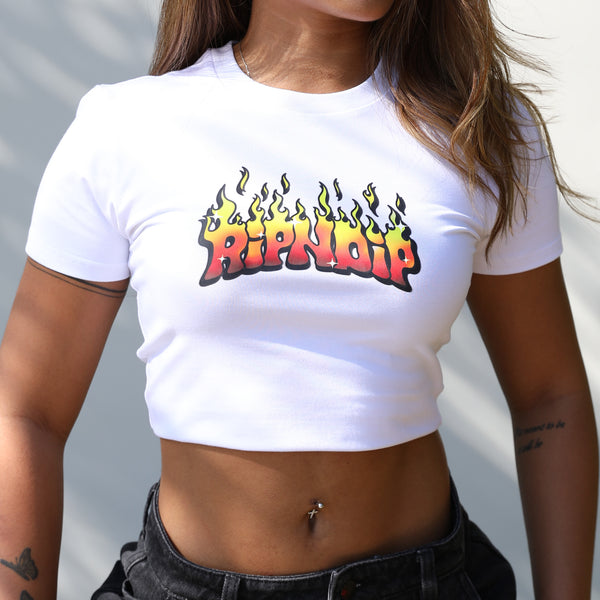 Ripndip Scary Cute Cropped Baby Tee (White)