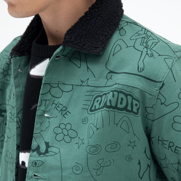 Ripndip Scribble Button Up Jacket (Forest Green)