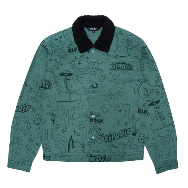 ripndip Scribble Button Up Jacket (Forest Green)