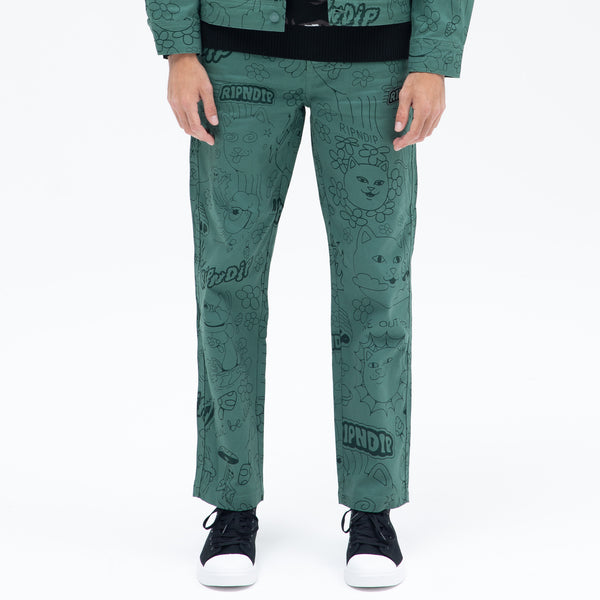 Ripndip Scribble Cotton Twill Pants (Forest Green)