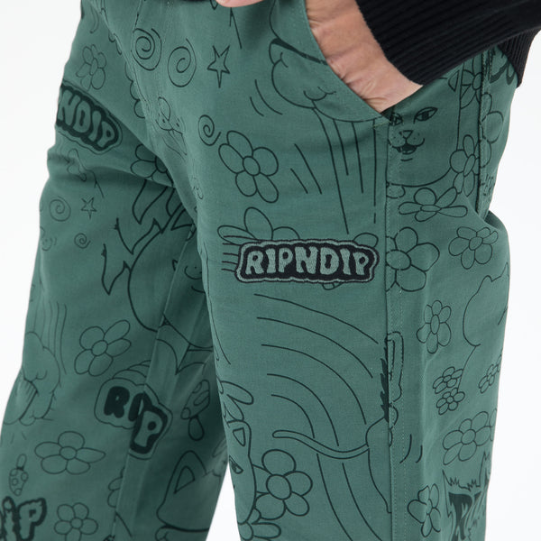 Ripndip Scribble Cotton Twill Pants (Forest Green)