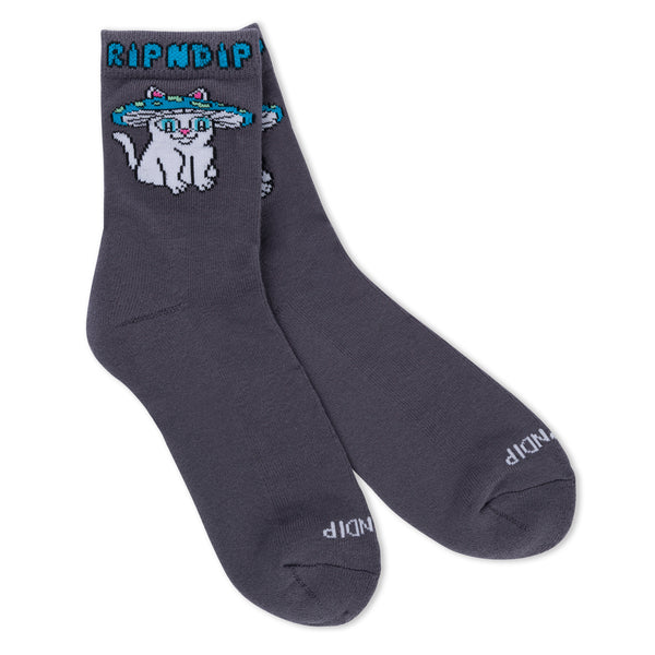 Ripndip Shroom Cat Socks (Grey)