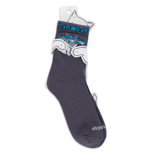 Ripndip Shroom Cat Socks (Grey)