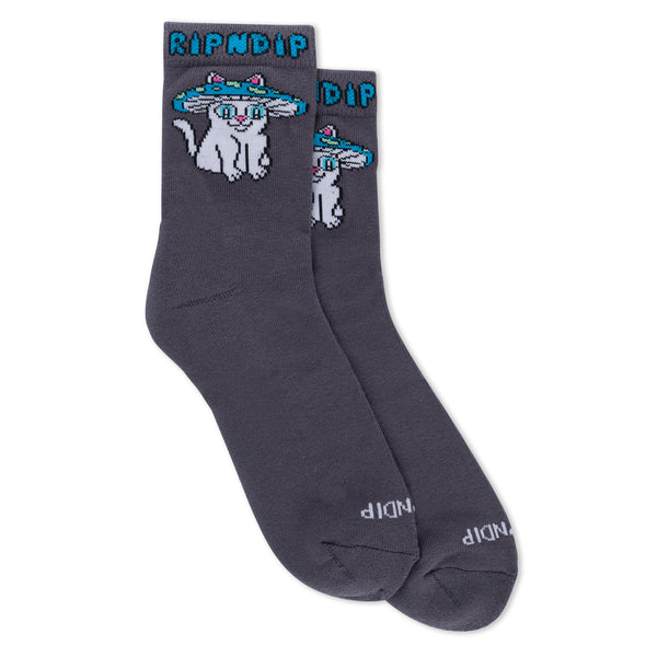 ripndip Shroom Cat Socks (Grey)