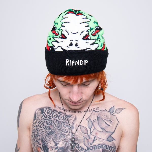 Ripndip Skull Face Knit Beanie (Black)