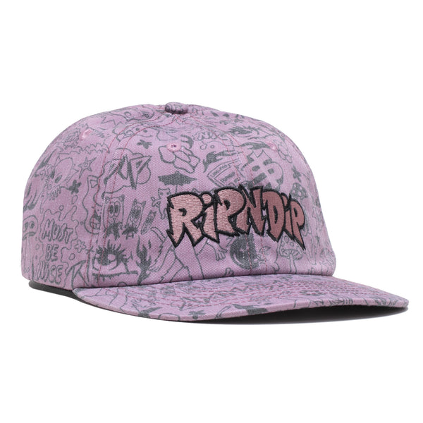 ripndip We Don't Care 6 Panel Hat (Mauve)