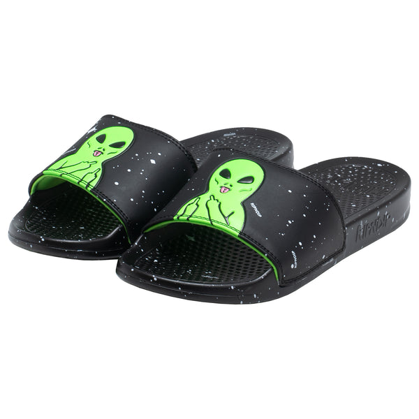 ripndip We Out Here Slides (Black/Neon Green)