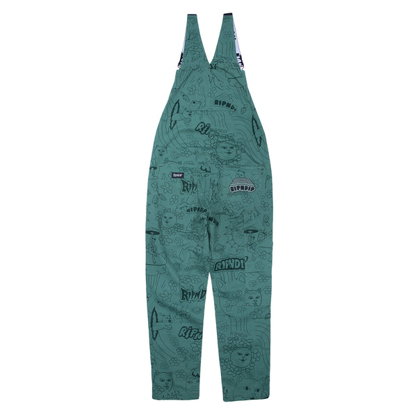 Ripndip Scribble Cotton Twill Overalls (Forest Green)