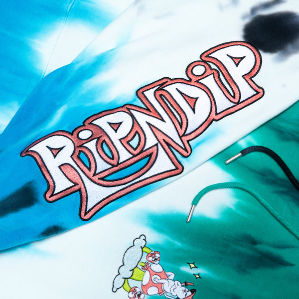 Ripndip Sensai Embroidered Hoodie (Blue/Green Stripe Tie Dye)