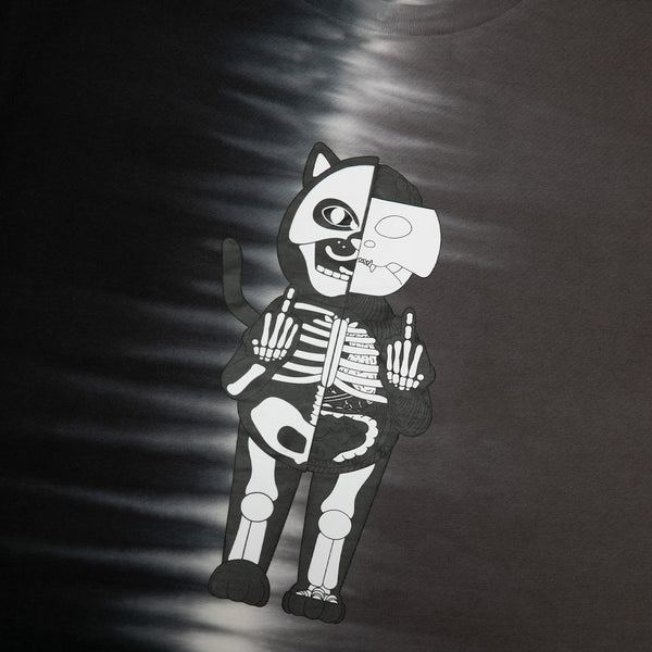 Ripndip Skelly Anatomy Split Tie Dye Tee (Black/Charcoal Split Tie Dye)