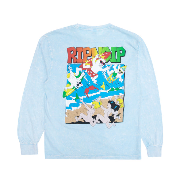 ripndip Summer Break Long Sleeve (Light Blue Mineral Wash)