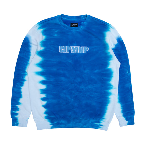 Ripndip Wilshire Embroidered Crewneck (Blue Stripe Dye)