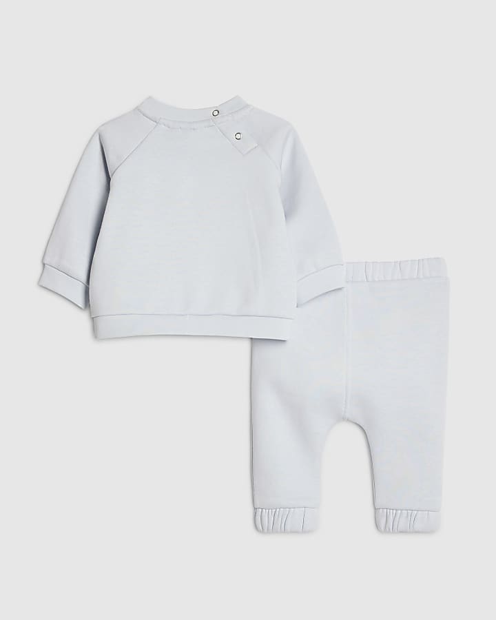 River Island Baby Boys Blue Bear Pocket Sweatshirt Set