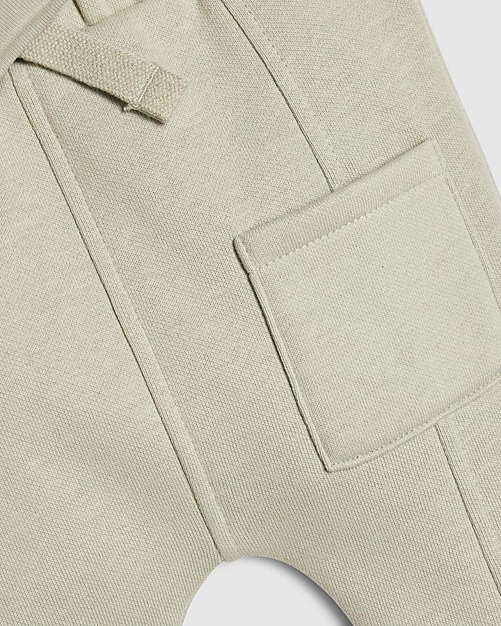 River Island Baby Boys Khaki Bear Pocket Sweatshirt Set