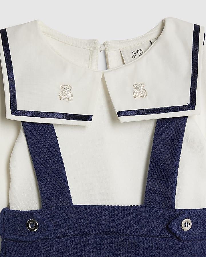 River Island Baby Boys Navy Sailor Collar Short Set