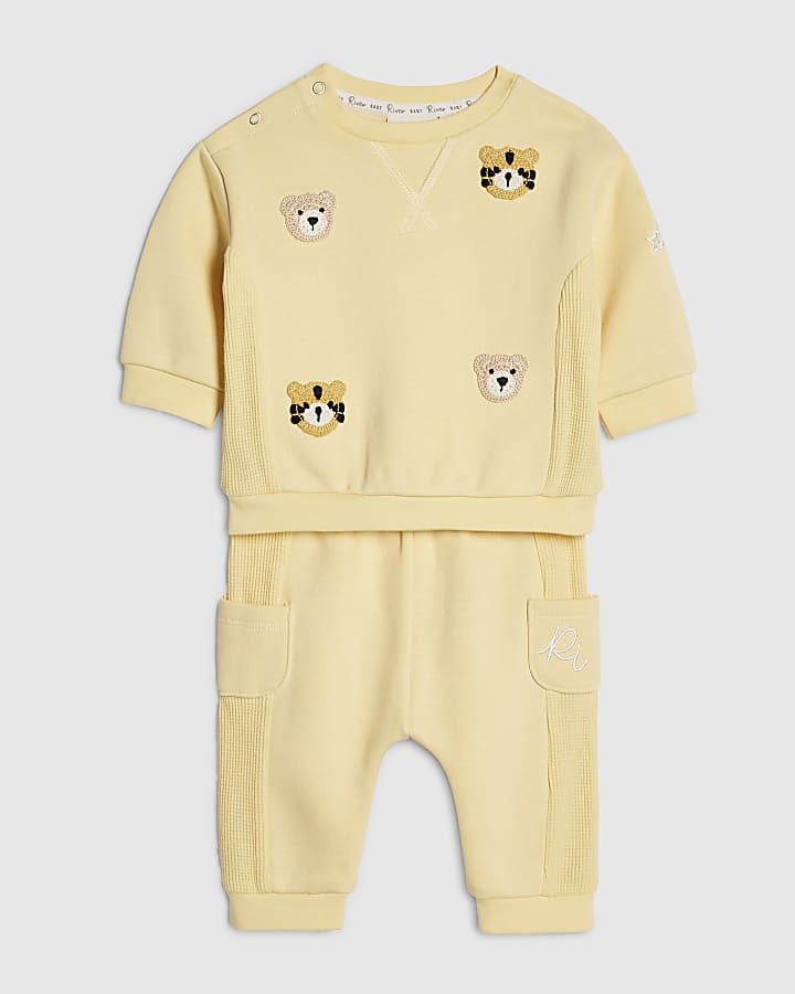 River Island Baby Boys Yellow Character Sweatshirt Set