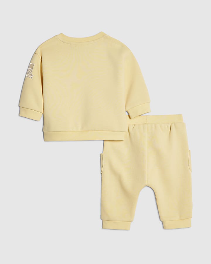 River Island Baby Boys Yellow Character Sweatshirt Set
