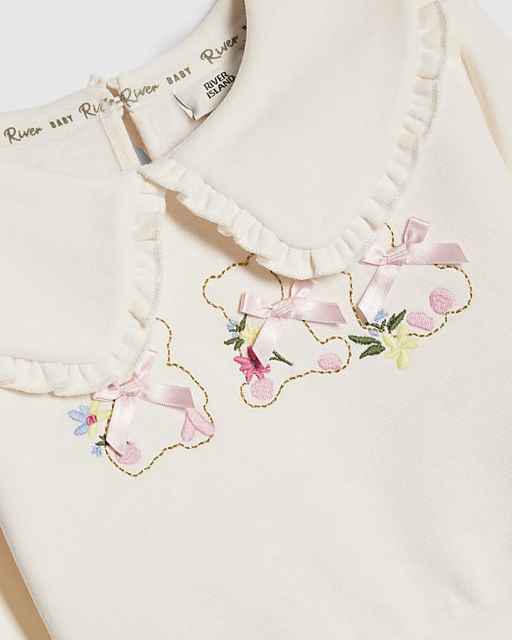 River Island Baby Girl Cream Ditsy Bear Sweatshirt Set