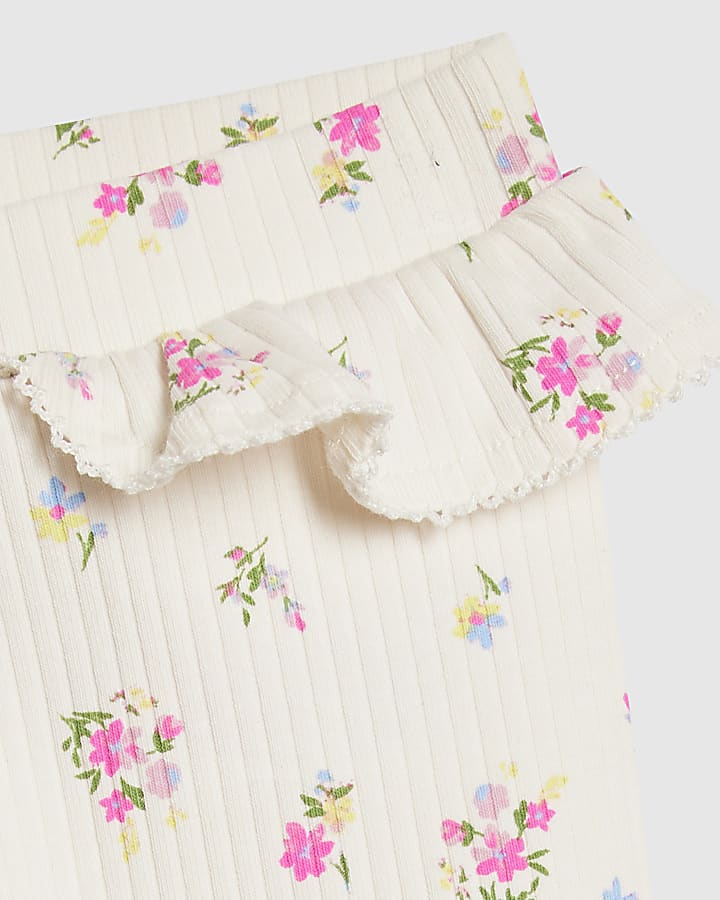 river island Baby Girl Cream Ditsy Bear Sweatshirt Set