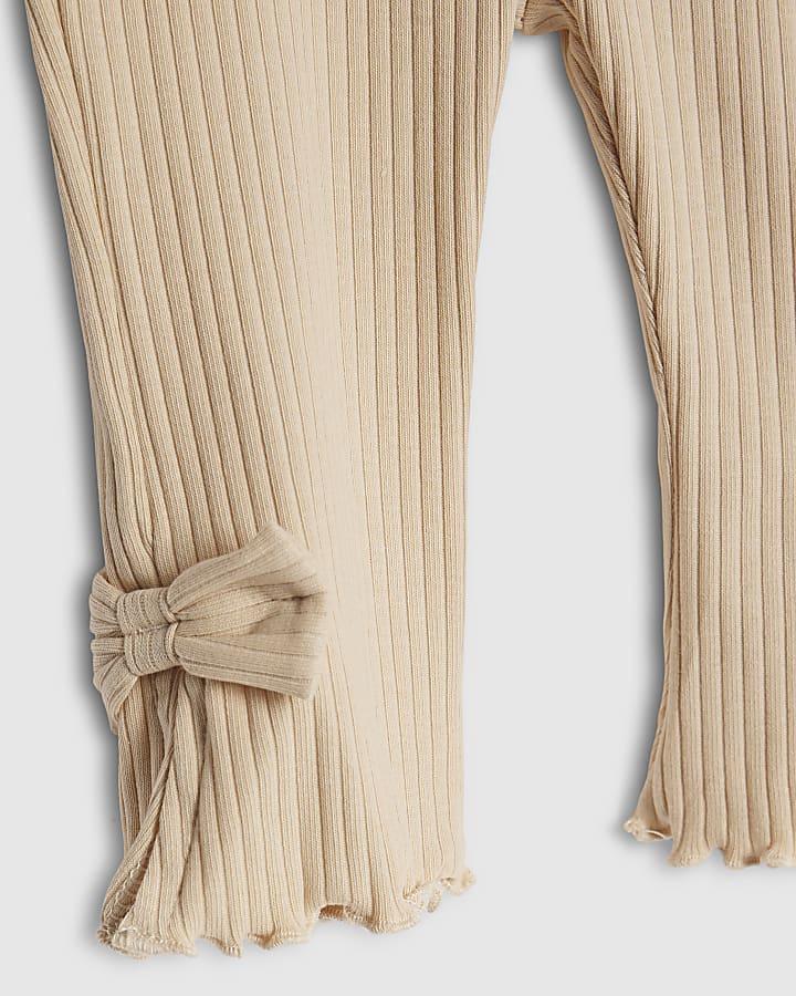 river island Baby Girls Beige Bear Peplum Sweatshirt Set