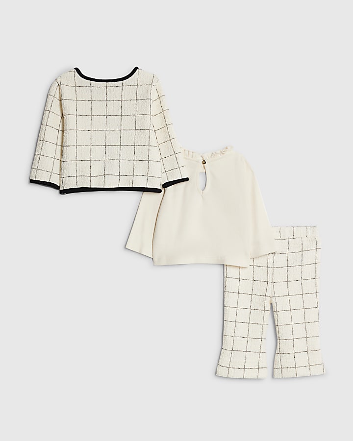 River Island Baby Girls Cream Boucle 3 Piece Jacket Set