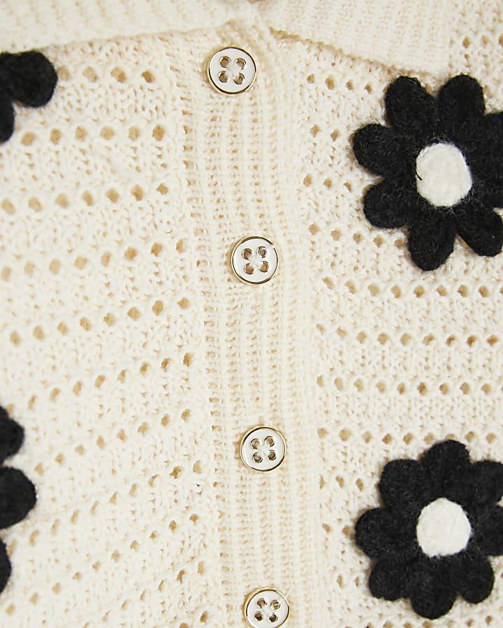 River Island Baby Girls Cream Daisy Crochet Cardigan Set