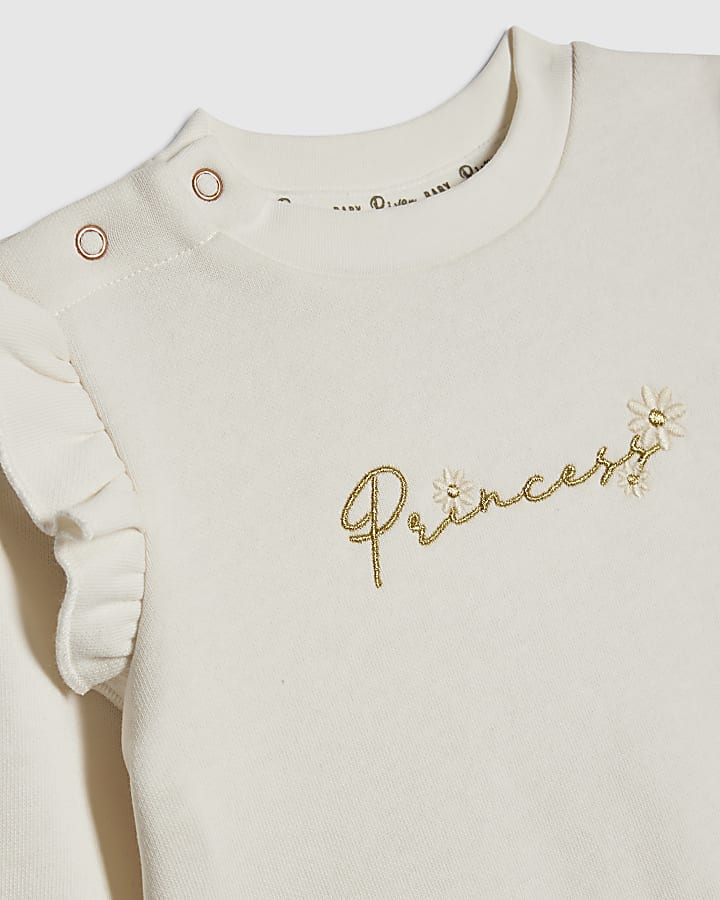 River Island Baby Girls Cream Embroidered Sweatshirt Set