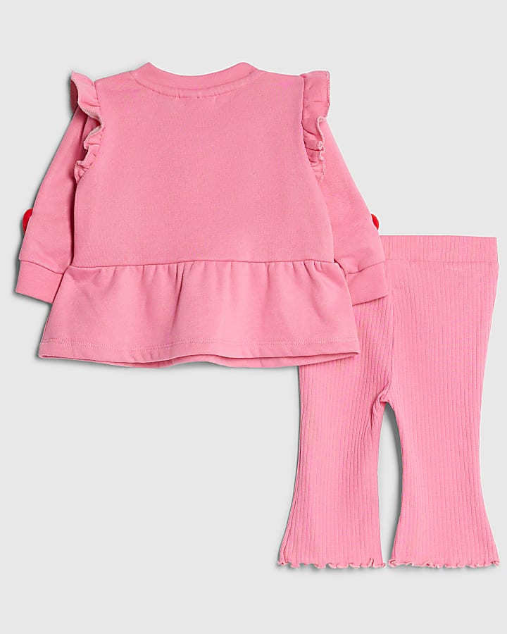 River Island Baby Girls Pink 3D Heart Sweatshirt Set
