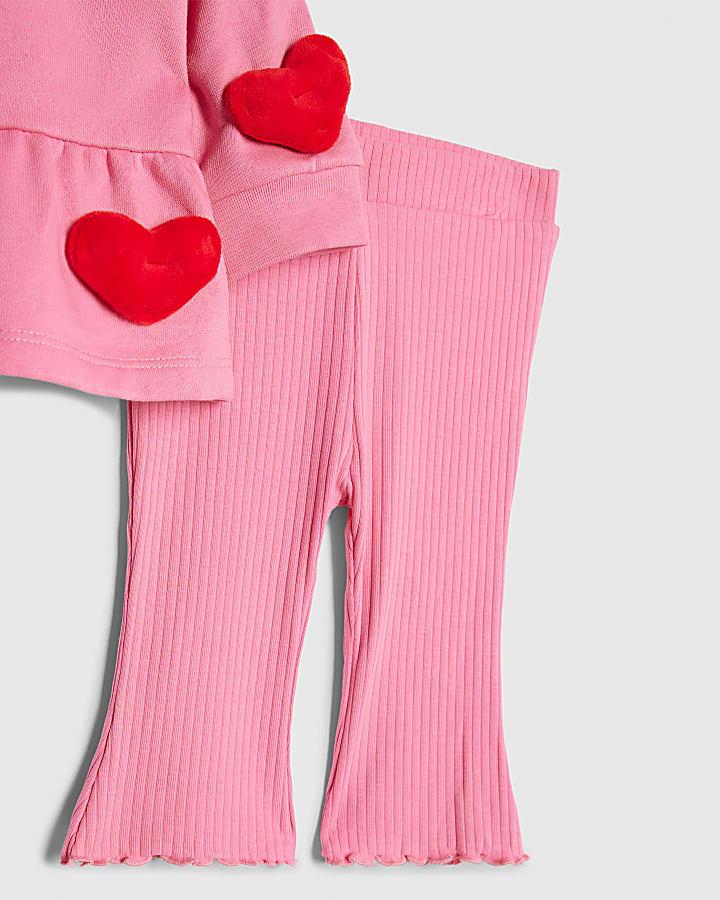 river island Baby Girls Pink 3D Heart Sweatshirt Set