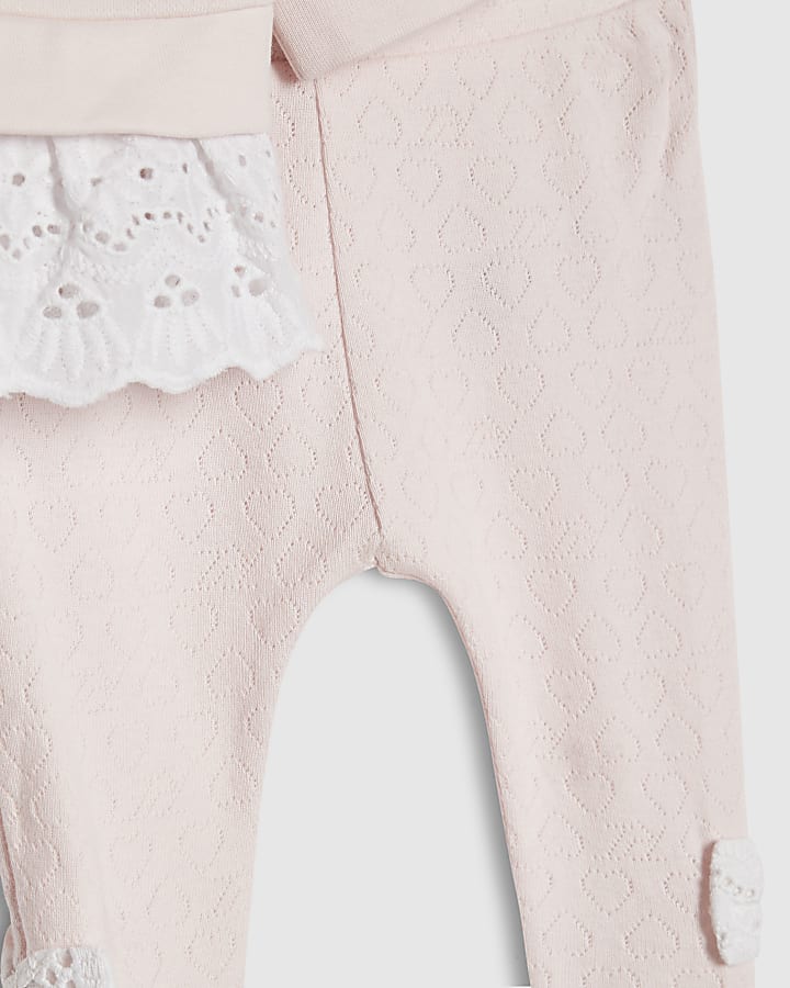 river island Baby Girls Pink Broderie Sweatshirt Set