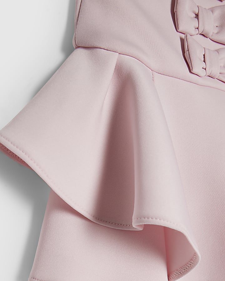 river island Baby Girls Pink Frill Sleeve Bow Dress Set