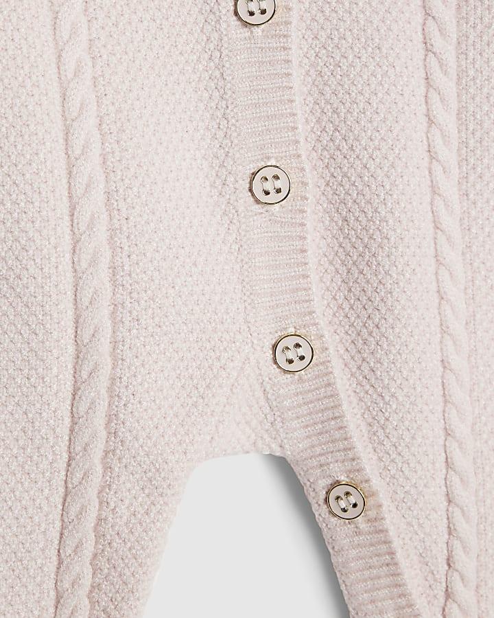 River Island Baby Girls Pink Fur Collar Knitted Romper