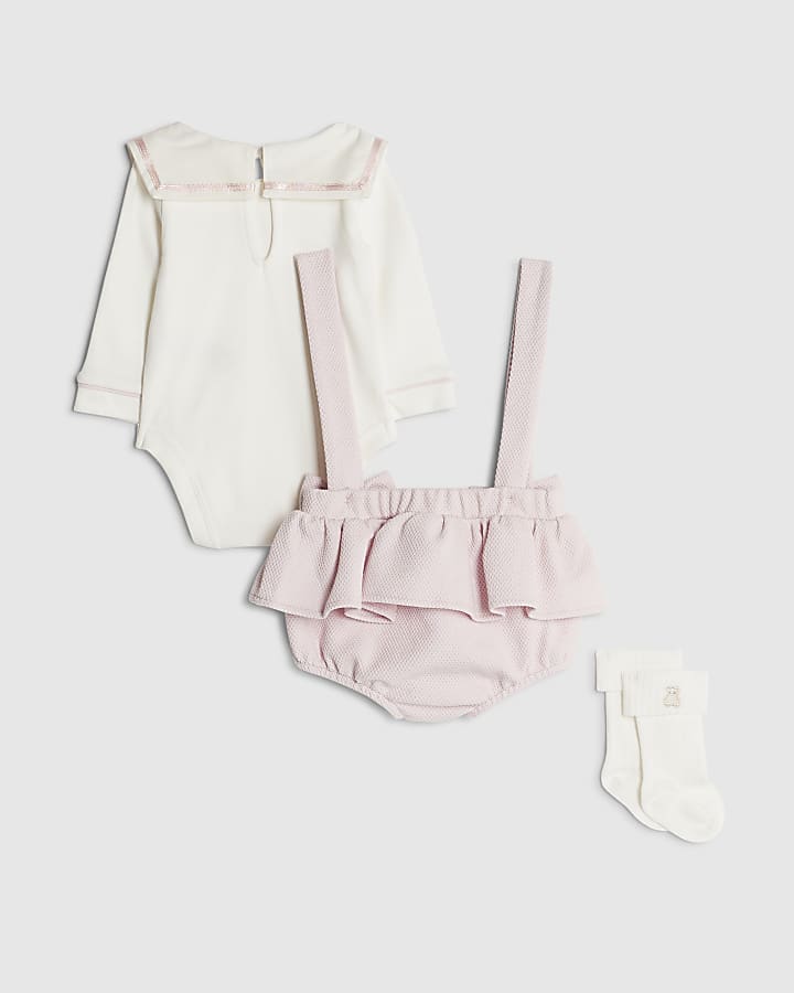 River Island Baby Girls Pink Sailor Collar Romper Set