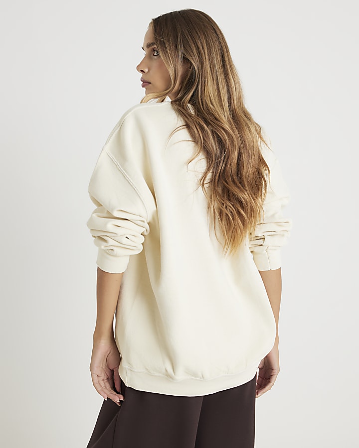 River Island Beige Amore Animal Print Oversized Sweatshirt
