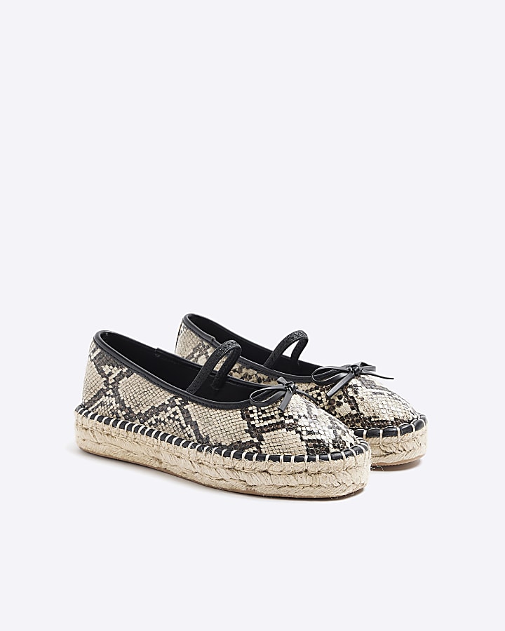 River Island Beige Animal Print Espadrille Ballet Pumps
