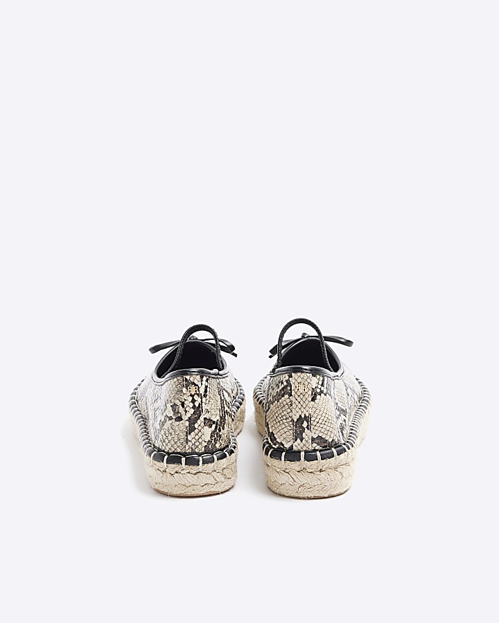 River Island Beige Animal Print Espadrille Ballet Pumps