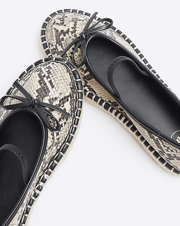 river island Beige animal print espadrille ballet pumps