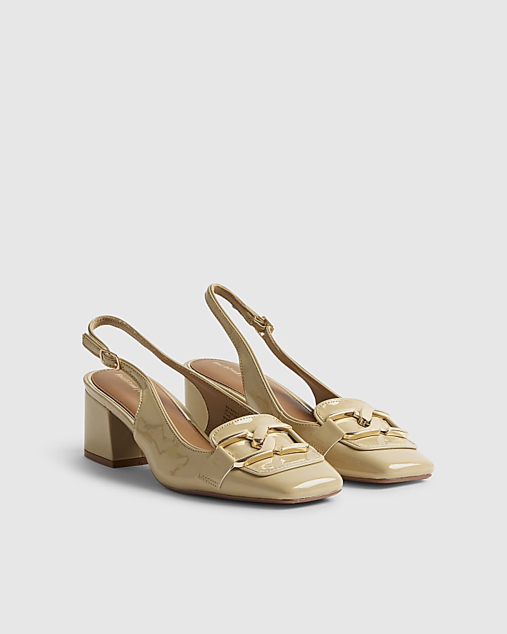 River Island Beige Buckle Loafer Slingback Court Heels