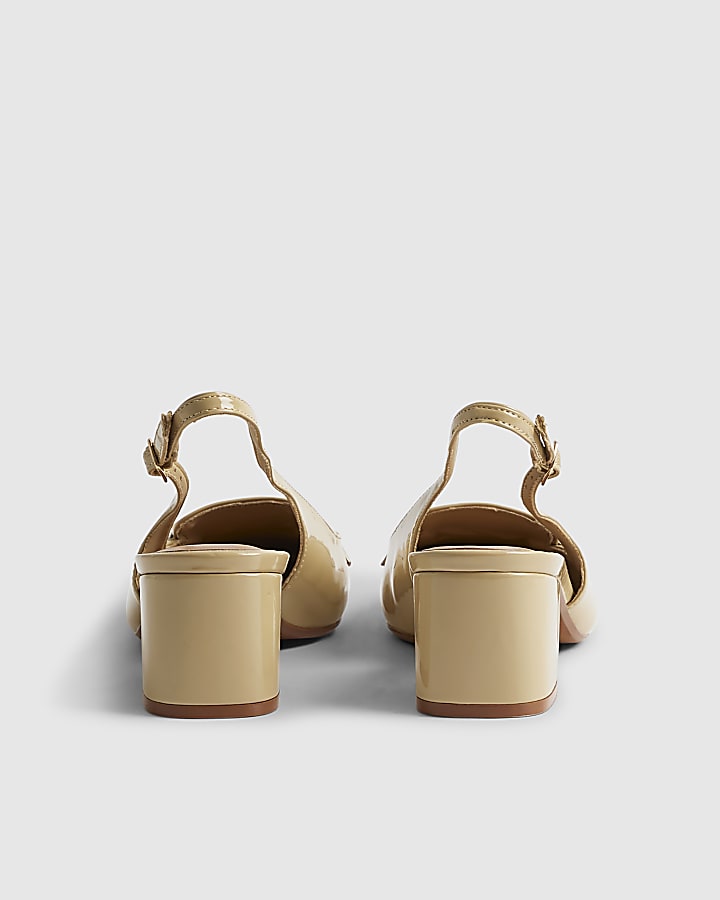 River Island Beige Buckle Loafer Slingback Court Heels