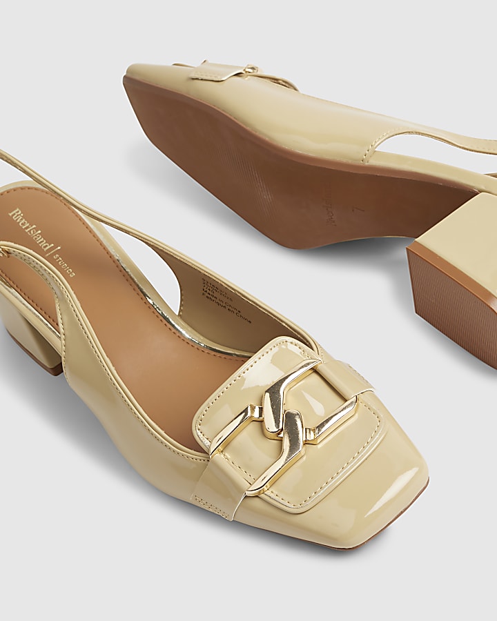 River Island Beige Buckle Loafer Slingback Court Heels