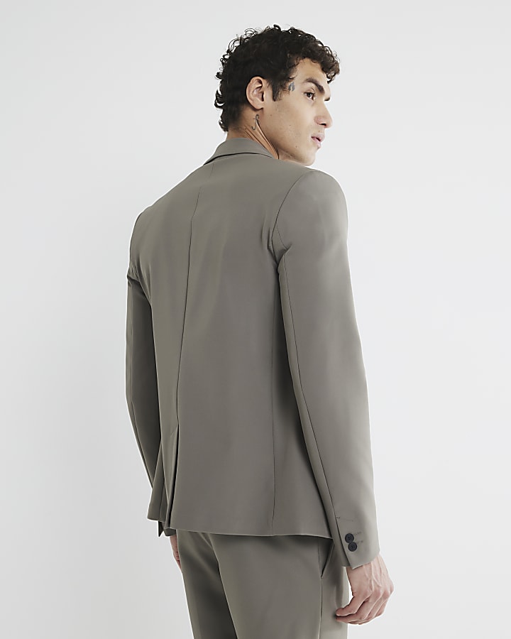River Island Beige Comfort Stretch Skinny Suit Jacket