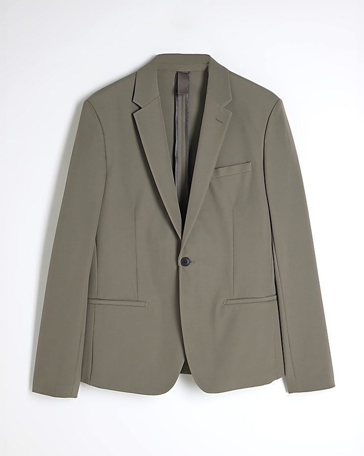 river island Beige Comfort Stretch Skinny Suit Jacket