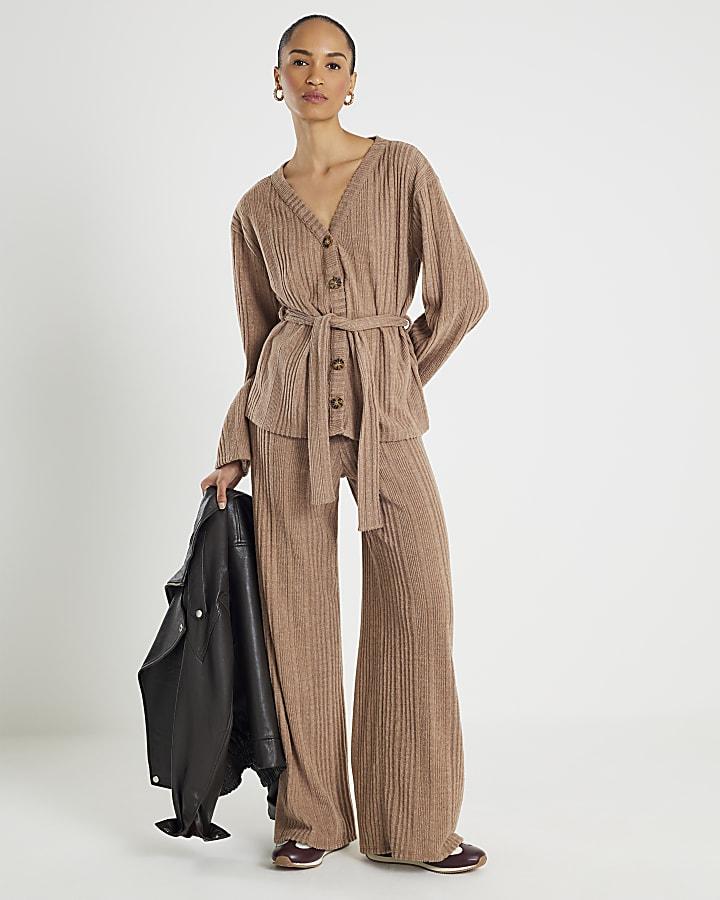 River Island Beige Cosy Long Sleeve Belted Cardigan