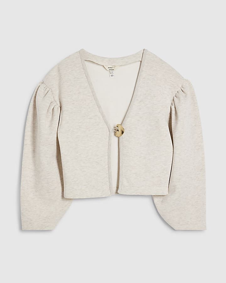 river island Beige Long Sleeve Button Detail Cardigan