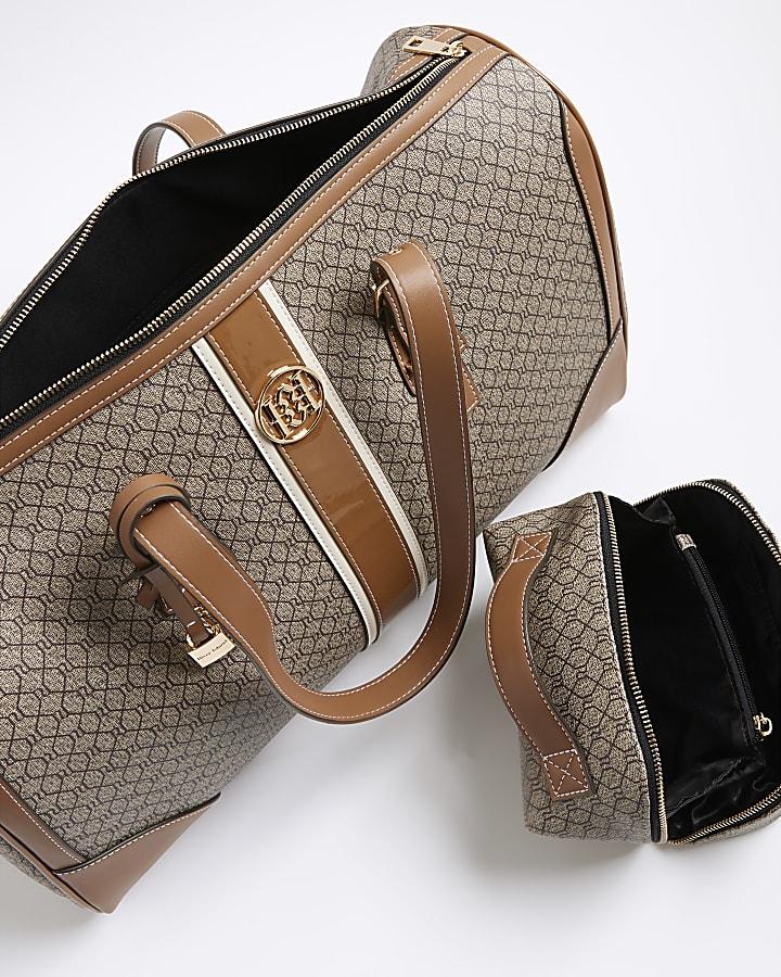 river island Beige Monogram Charm Holdall Bag Bundle