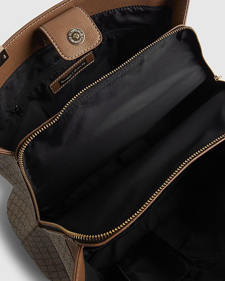 river island Beige Monogram Webbing Front Chain Tote Bag