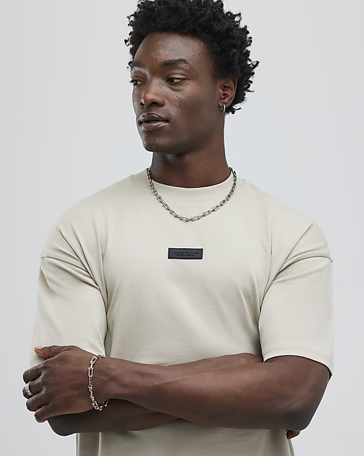 River Island Beige Oversized Fit Luminis Studios T-Shirt