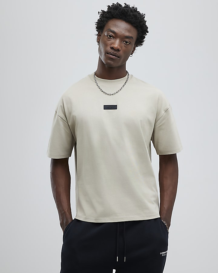 River Island Beige Oversized Fit Luminis Studios T-Shirt