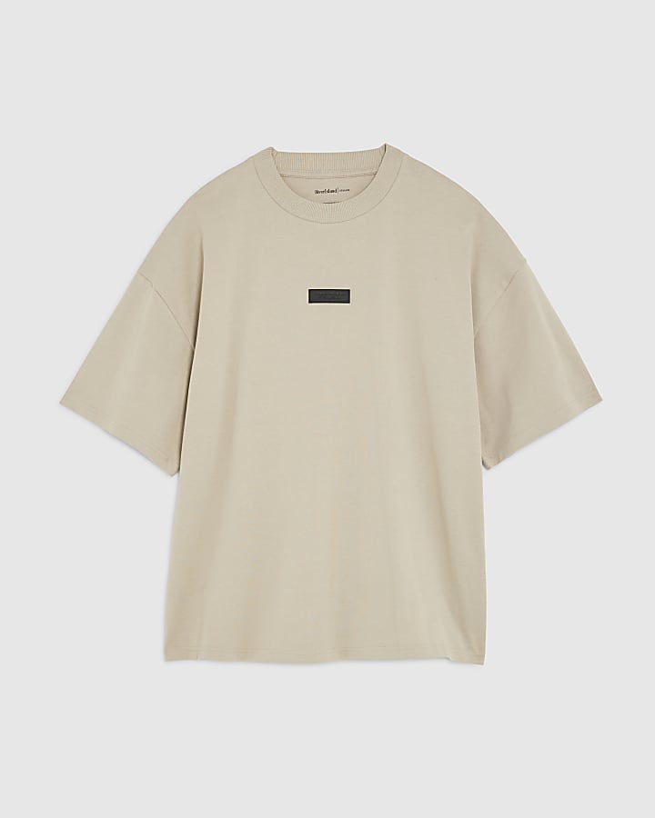 river island Beige Oversized Fit Luminis Studios T-Shirt